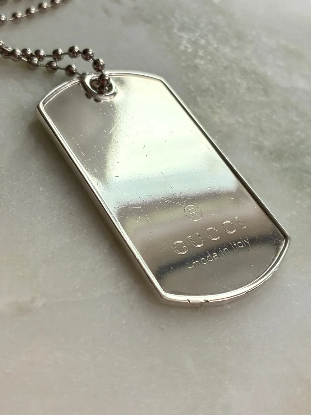 Gucci Dog Tag Pendant 925 Sterling Silver